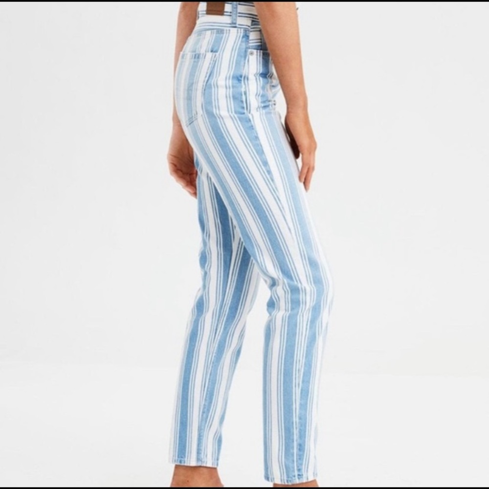 Blue Striped Mom Jeans